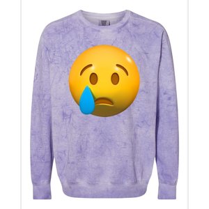 Sad Face Emoji Crying Tear Drop Colorblast Crewneck Sweatshirt