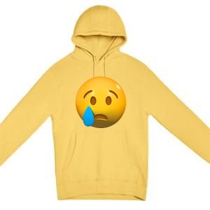 Sad Face Emoji Crying Tear Drop Premium Pullover Hoodie