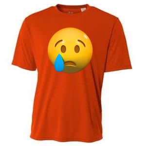 Sad Face Emoji Crying Tear Drop Cooling Performance Crew T-Shirt