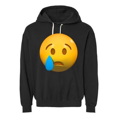 Sad Face Emoji Crying Tear Drop Garment-Dyed Fleece Hoodie
