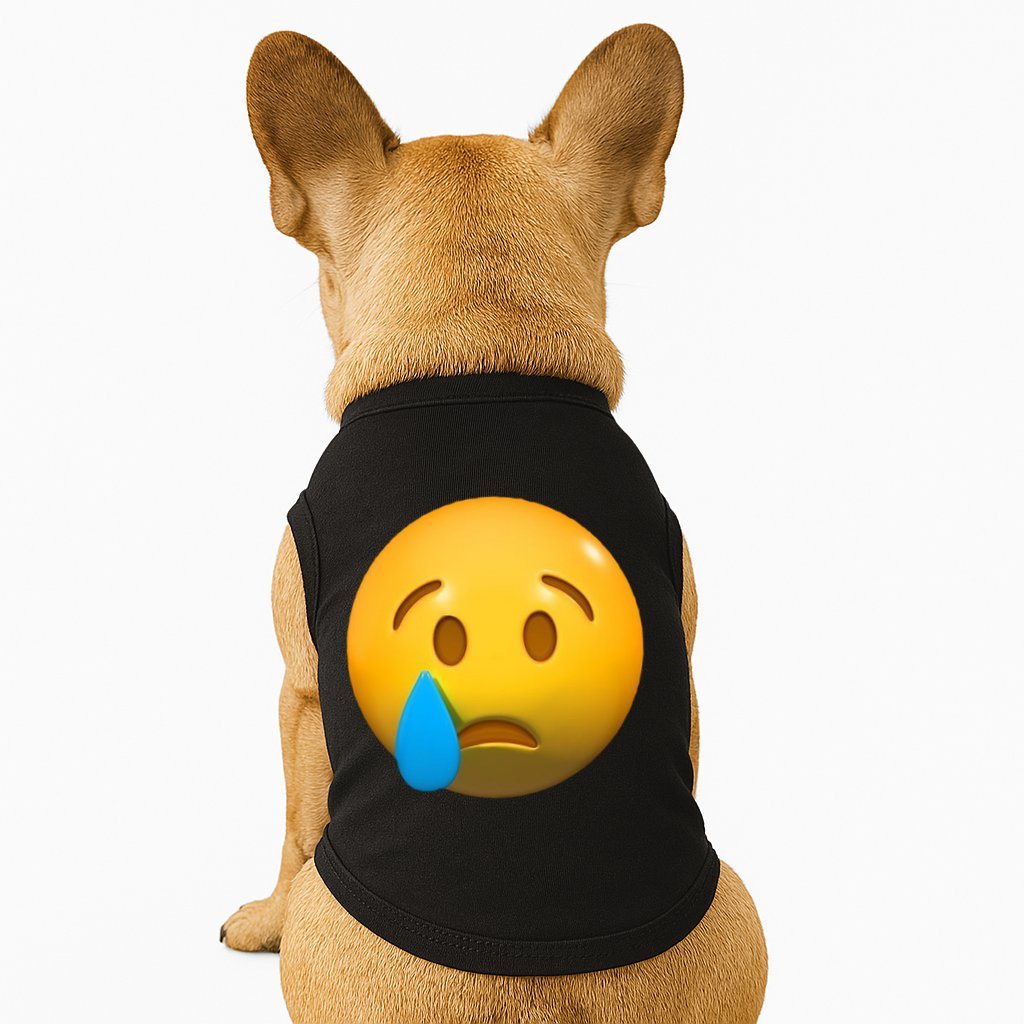 Sad Face Emoji Crying Tear Drop Doggie Tank