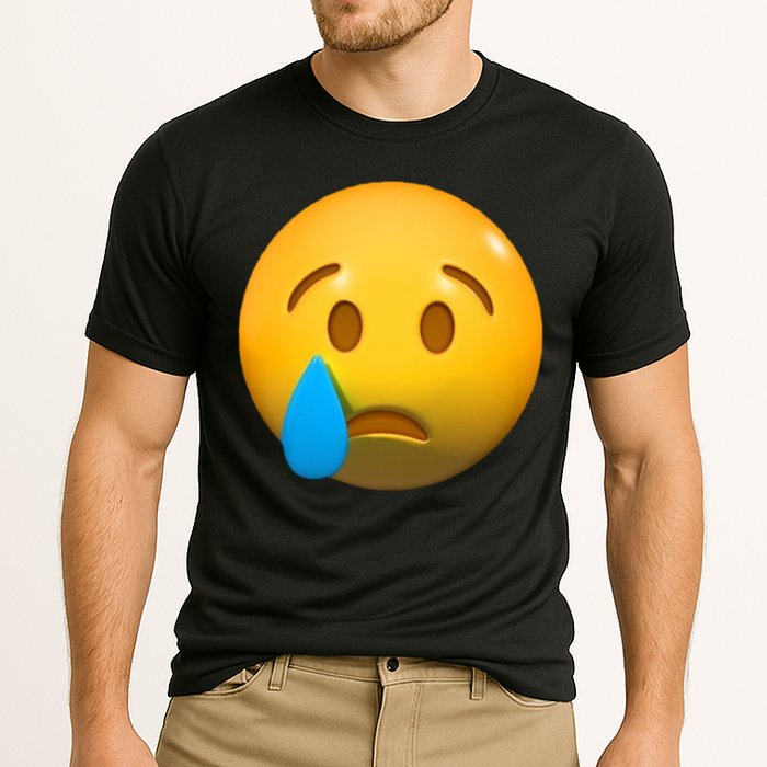 Sad Face Emoji Crying Tear Drop Performance Shirt