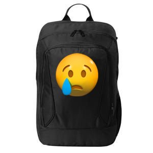 Sad Face Emoji Crying Tear Drop City Backpack