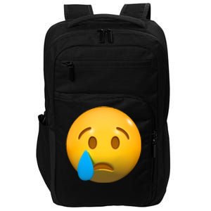 Sad Face Emoji Crying Tear Drop Impact Tech Backpack