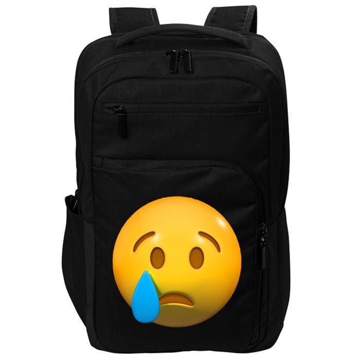 Sad Face Emoji Crying Tear Drop Impact Tech Backpack