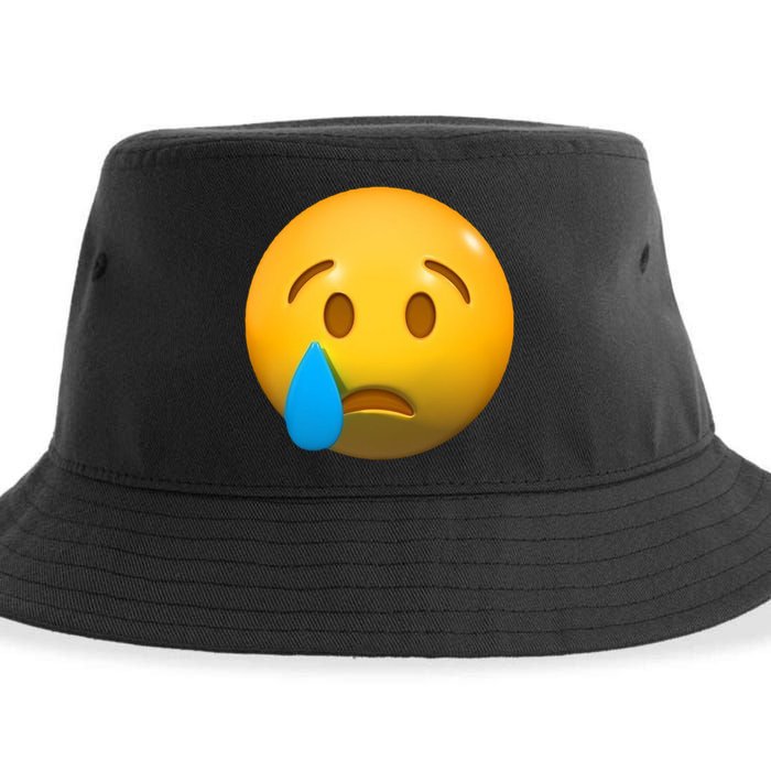 Sad Face Emoji Crying Tear Drop Sustainable Bucket Hat