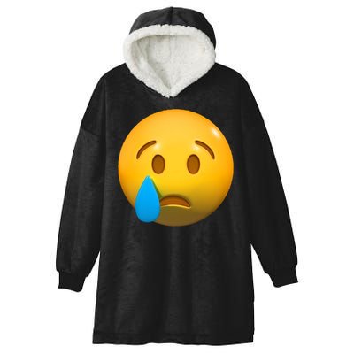 Sad Face Emoji Crying Tear Drop Hooded Wearable Blanket