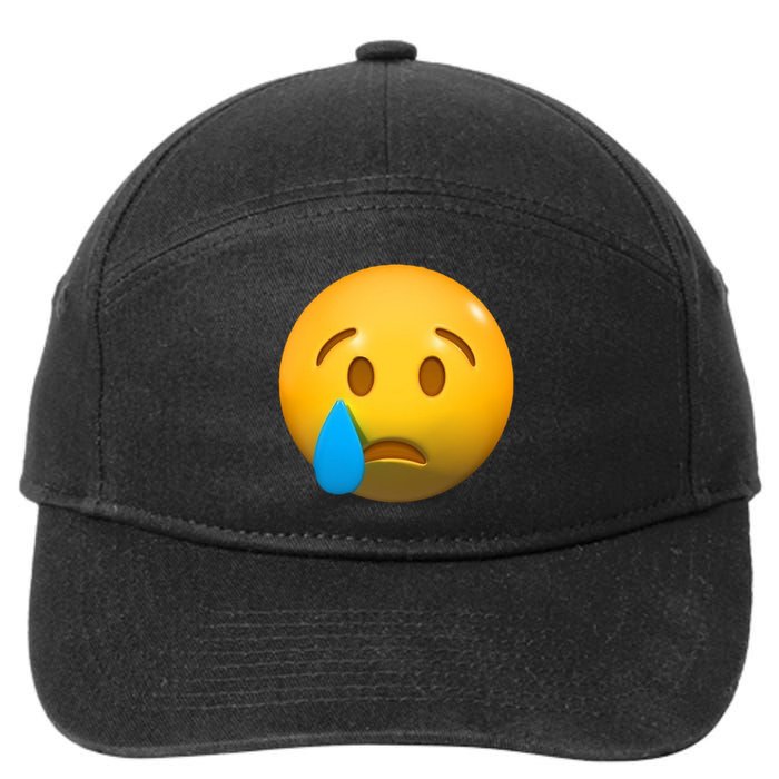 Sad Face Emoji Crying Tear Drop 7-Panel Snapback Hat
