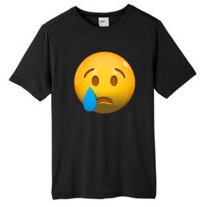 Sad Face Emoji Crying Tear Drop Tall Fusion ChromaSoft Performance T-Shirt