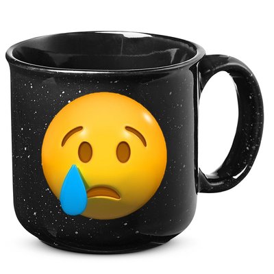 Sad Face Emoji Crying Tear Drop 15oz Campfire Ceramic Mug