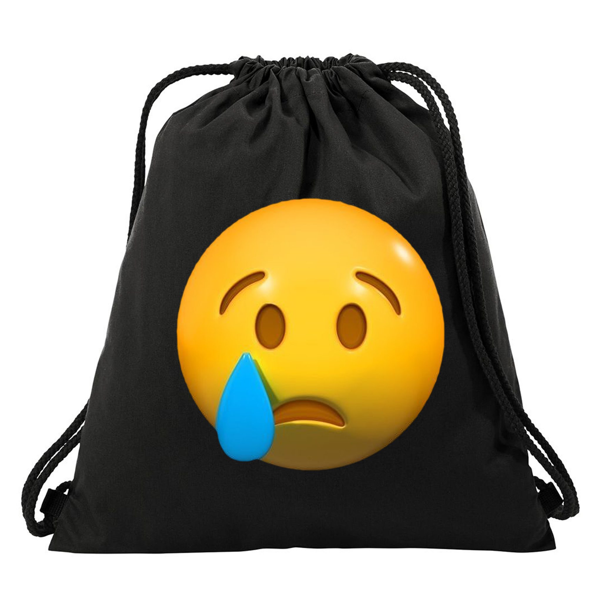 Sad Face Emoji Crying Tear Drop Drawstring Bag