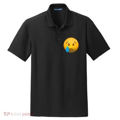 Sad Face Emoji Crying Tear Drop Dry Zone Grid Polo