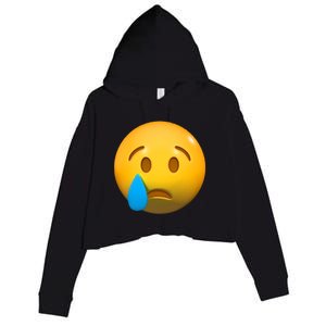 Sad Face Emoji Crying Tear Drop Crop Fleece Hoodie