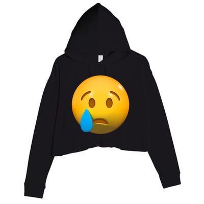 Sad Face Emoji Crying Tear Drop Crop Fleece Hoodie