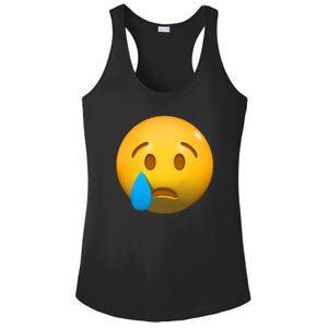 Sad Face Emoji Crying Tear Drop Ladies PosiCharge Competitor Racerback Tank