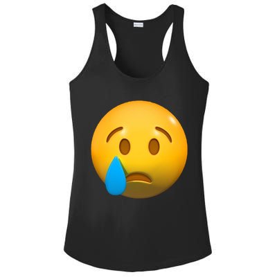 Sad Face Emoji Crying Tear Drop Ladies PosiCharge Competitor Racerback Tank