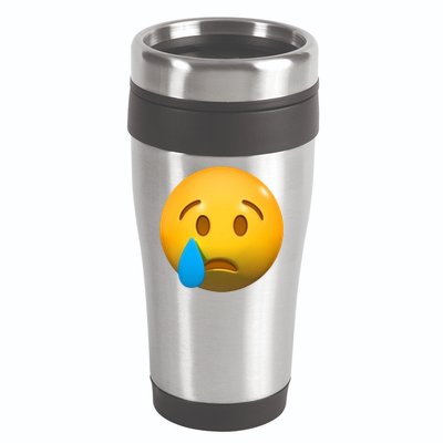 Sad Face Emoji Crying Tear Drop 16oz Travel Tumbler
