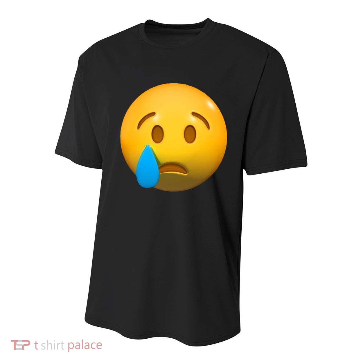 Sad Face Emoji Crying Tear Drop Youth Performance Sprint T-Shirt
