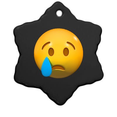 Sad Face Emoji Crying Tear Drop Ceramic Star Ornament