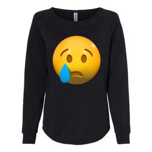 Sad Face Emoji Crying Tear Drop Womens California Wash Sweatshirt