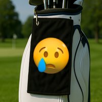 Sad Face Emoji Crying Tear Drop Golf Towel