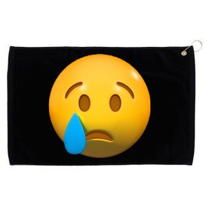 Sad Face Emoji Crying Tear Drop Grommeted Golf Towel