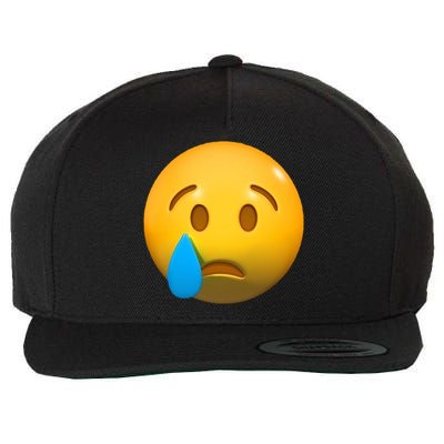 Sad Face Emoji Crying Tear Drop Wool Snapback Cap