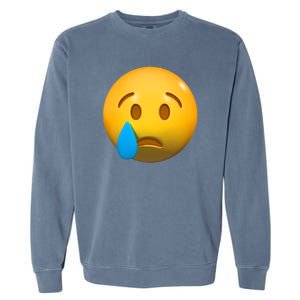 Sad Face Emoji Crying Tear Drop Garment-Dyed Sweatshirt