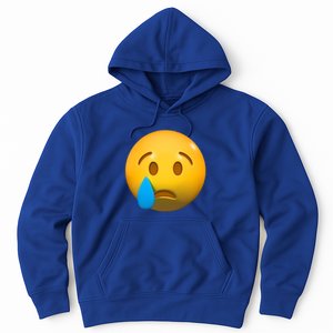 Sad Face Emoji Crying Tear Drop Hoodie