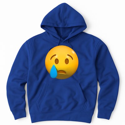 Sad Face Emoji Crying Tear Drop Hoodie