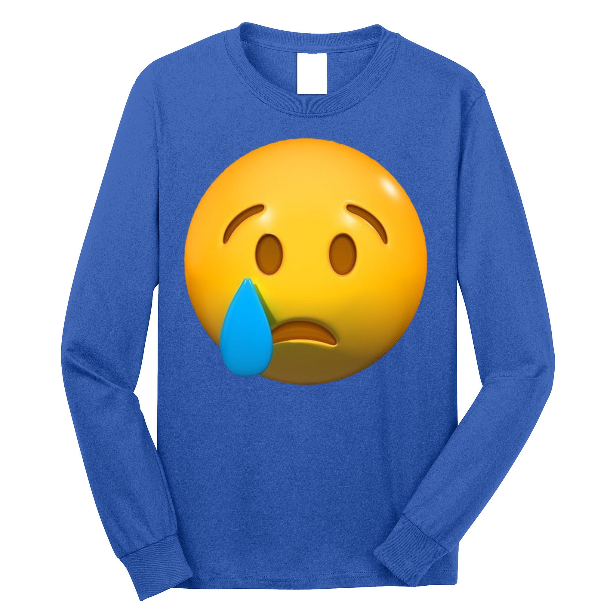 Sad Face Emoji Crying Tear Drop Long Sleeve Shirt