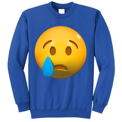 Sad Face Emoji Crying Tear Drop Sweatshirt