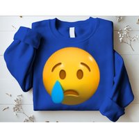 Sad Face Emoji Crying Tear Drop Sweatshirt