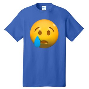 Sad Face Emoji Crying Tear Drop Tall T-Shirt