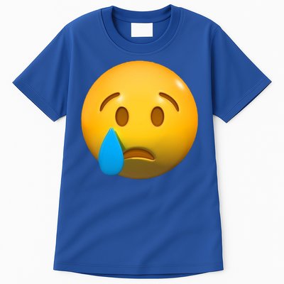 Sad Face Emoji Crying Tear Drop Tall T-Shirt