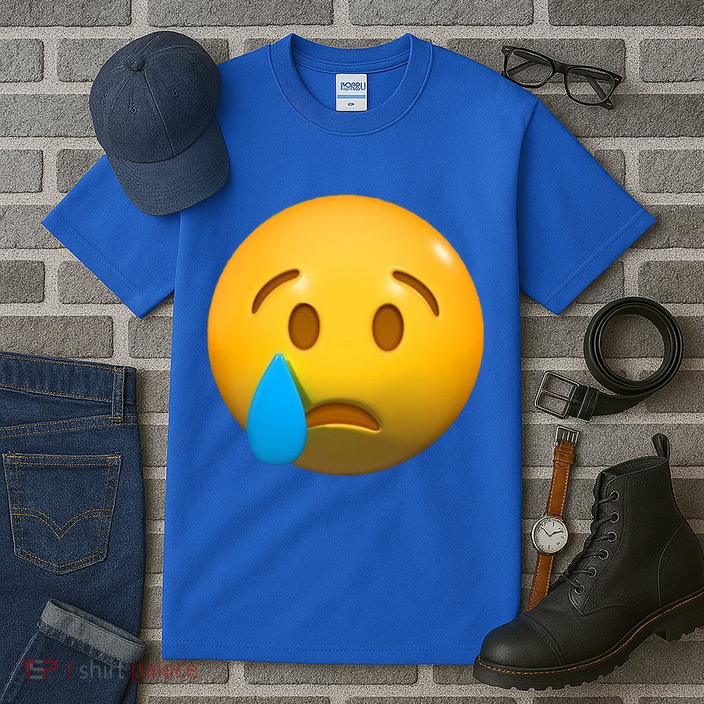 Sad Face Emoji Crying Tear Drop Tall T-Shirt