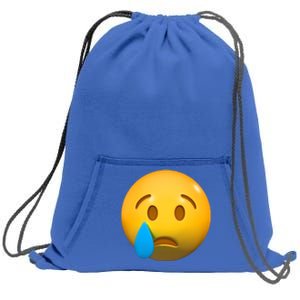 Sad Face Emoji Crying Tear Drop Sweatshirt Cinch Pack Bag