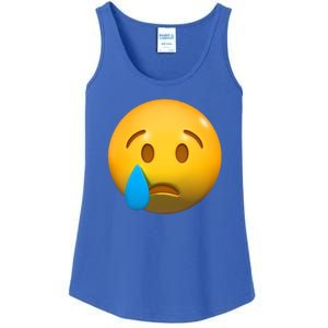 Sad Face Emoji Crying Tear Drop Ladies Essential Tank