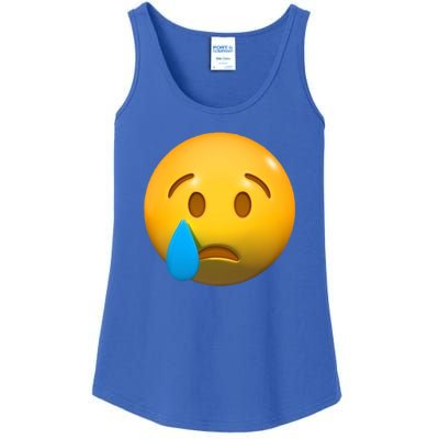 Sad Face Emoji Crying Tear Drop Ladies Essential Tank