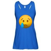 Sad Face Emoji Crying Tear Drop Ladies Essential Flowy Tank