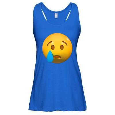 Sad Face Emoji Crying Tear Drop Ladies Essential Flowy Tank