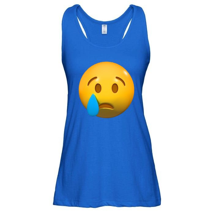 Sad Face Emoji Crying Tear Drop Ladies Essential Flowy Tank