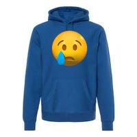 Sad Face Emoji Crying Tear Drop Premium Hoodie