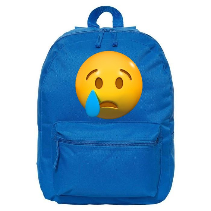 Sad Face Emoji Crying Tear Drop 16 in Basic Backpack