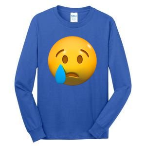 Sad Face Emoji Crying Tear Drop Tall Long Sleeve T-Shirt