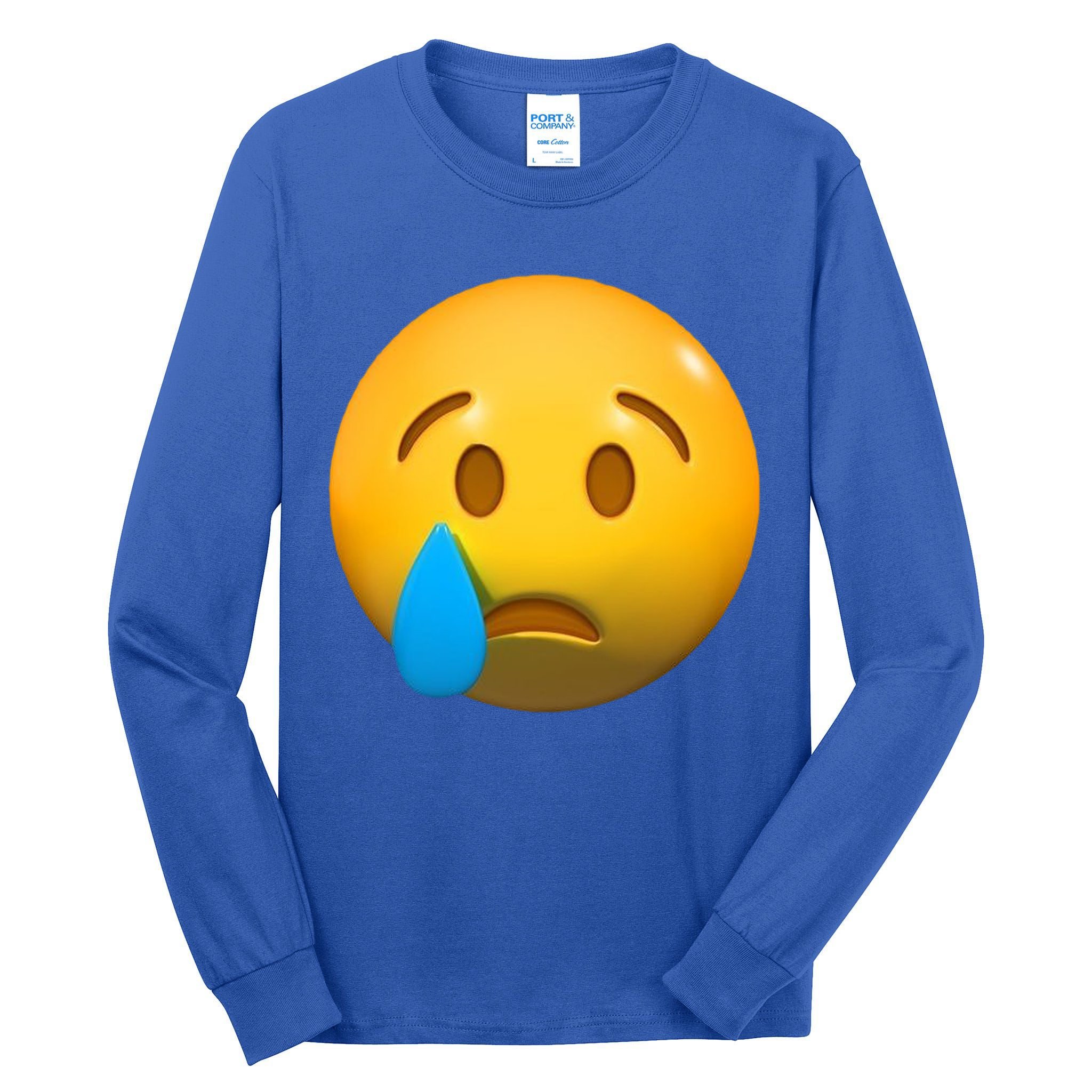 Sad Face Emoji Crying Tear Drop Tall Long Sleeve T-Shirt