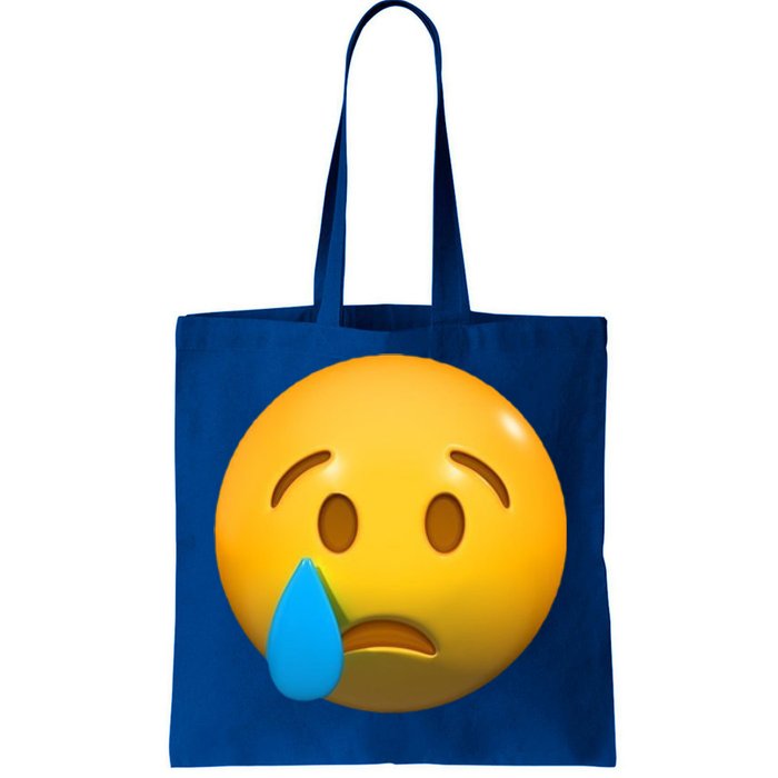 Sad Face Emoji Crying Tear Drop Tote Bag