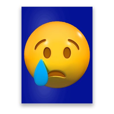 Sad Face Emoji Crying Tear Drop Poster