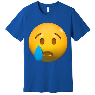 Sad Face Emoji Crying Tear Drop Premium T-Shirt