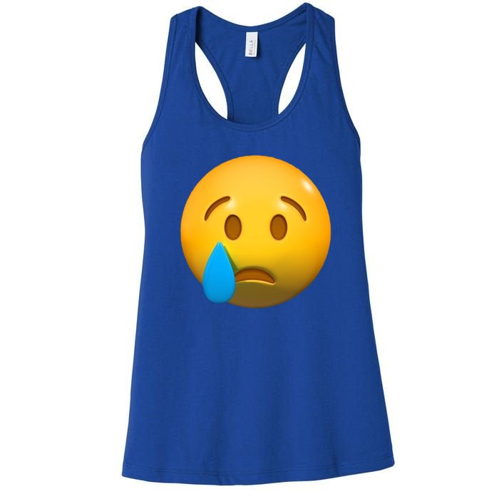 Sad Face Emoji Crying Tear Drop Women's Racerback Tank